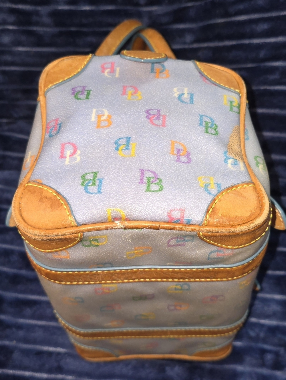💥Rare Baby Blue D&B Y2K Multicolor Barrel “It Bag” Mini Satchel - Picture 7 of 8